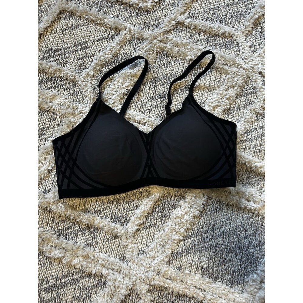 Honeylove Women’s Wireless Silhouette Bra Size Lg Black Velvet Adjustable Padded